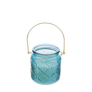 candela lanterna profumata col. blu 9,5xh.10cm pz.3