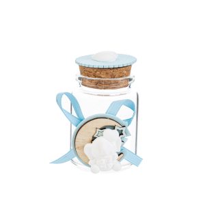 barattolino vetro elefante celeste 4,5xh.7 cm. Pz. 24