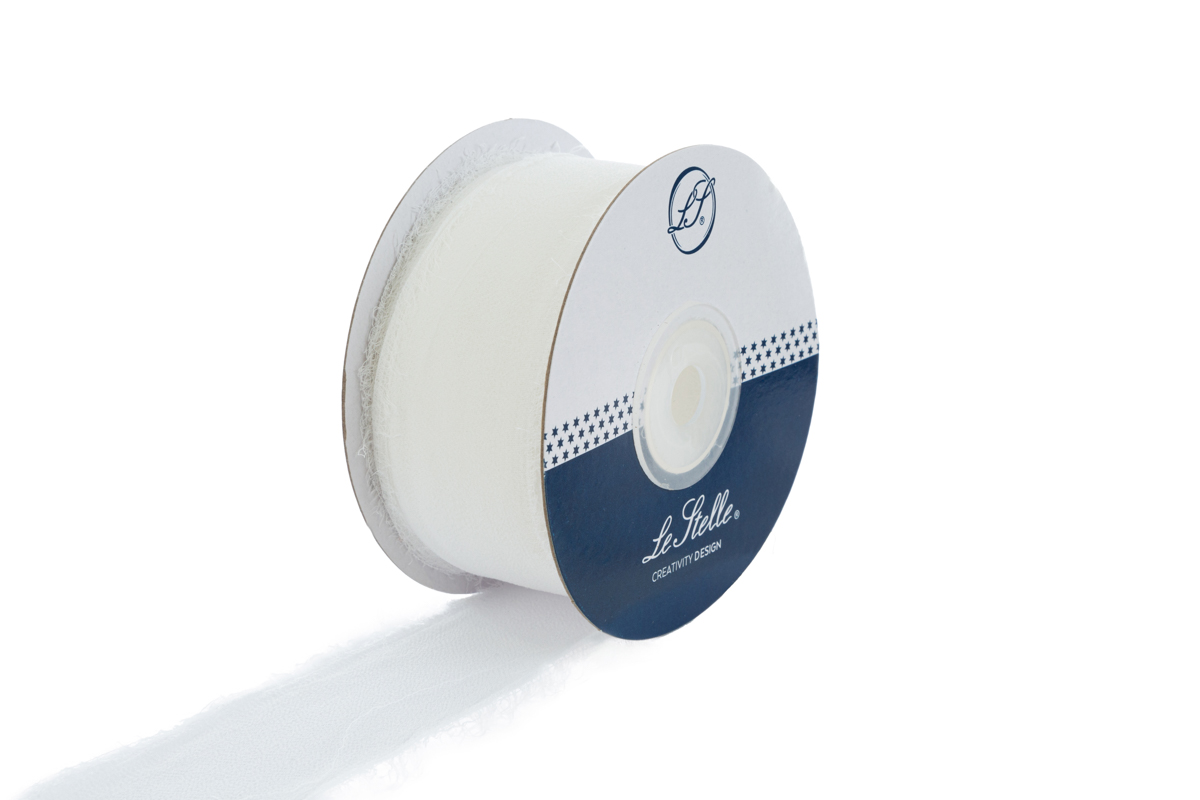 nastro chiffon sfrangiato 4 cm x 20 mt bianco pz. 1