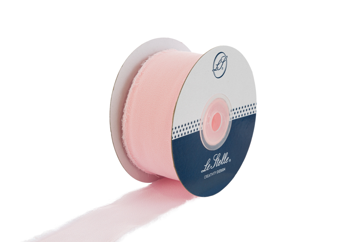 nastro chiffon sfrangiato 4 cm x 20 mt rosa pz. 1
