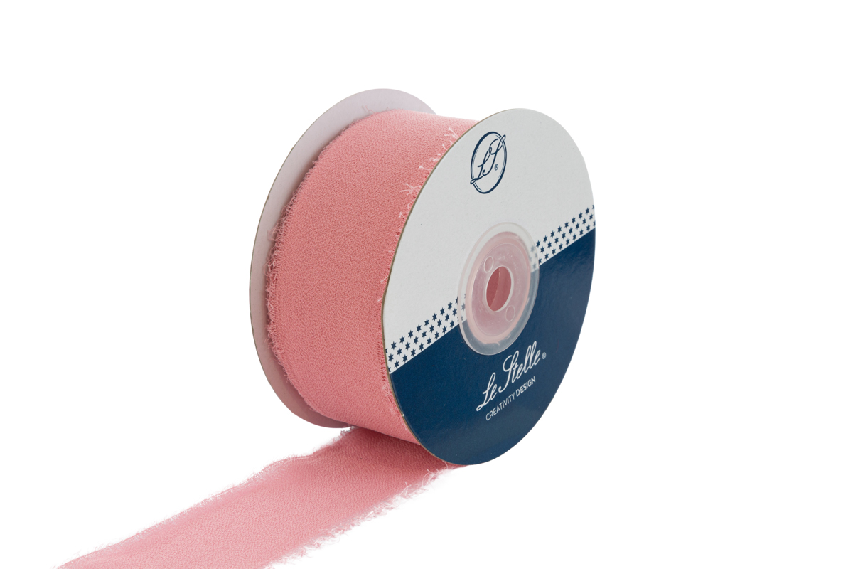 nastro chiffon sfrangiato 4 cm x 20 mt rosa cipria pz. 1 - immagine 2