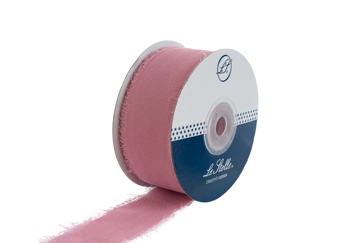 nastro chiffon sfrangiato 4 cm x 20 mt rosa antico pz. 1