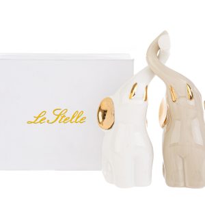 set 2 elefantini porcellana 5x9xh.16 cm. c/astuccio