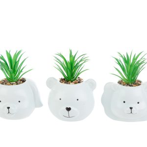 piantina animaletti porcellana pz. 3 celeste ass.10x10x13 cm.