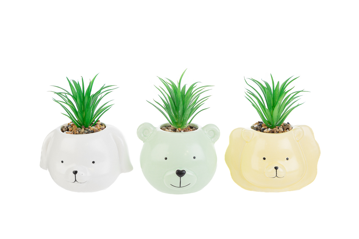 piantina animaletti porcellana pz. 3 ass.10x10x13 cm. - immagine 2