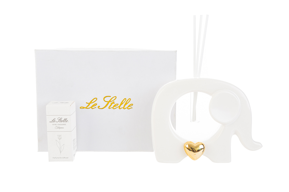 profumatore elefante porcellana bianco 12x4xh.9,5cm c/astuccio - immagine 3