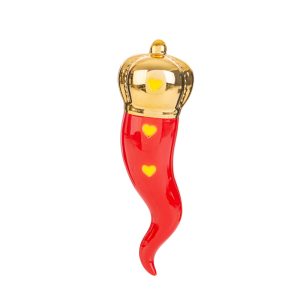 appendino corno rosso porcellana led 6,5x21x5 cm. c/astuccio