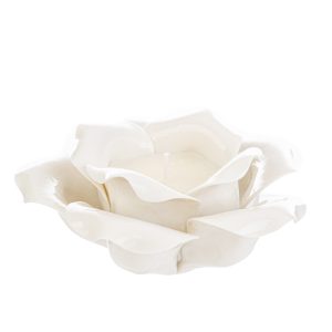 candela profumata fiore porcellana bianco 14x14xh.7,5 cm.