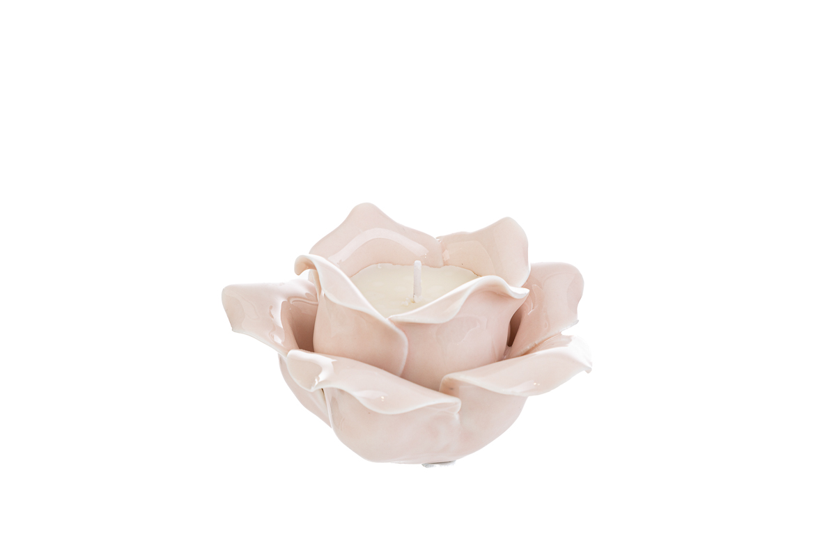 candela profumata fiore porcellana rosa 10x10xh.6,5 cm. pz. 2