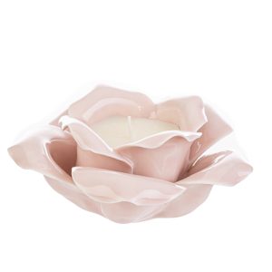 candela profumata fiore porcellana rosa 14x14xh.7,5 cm.