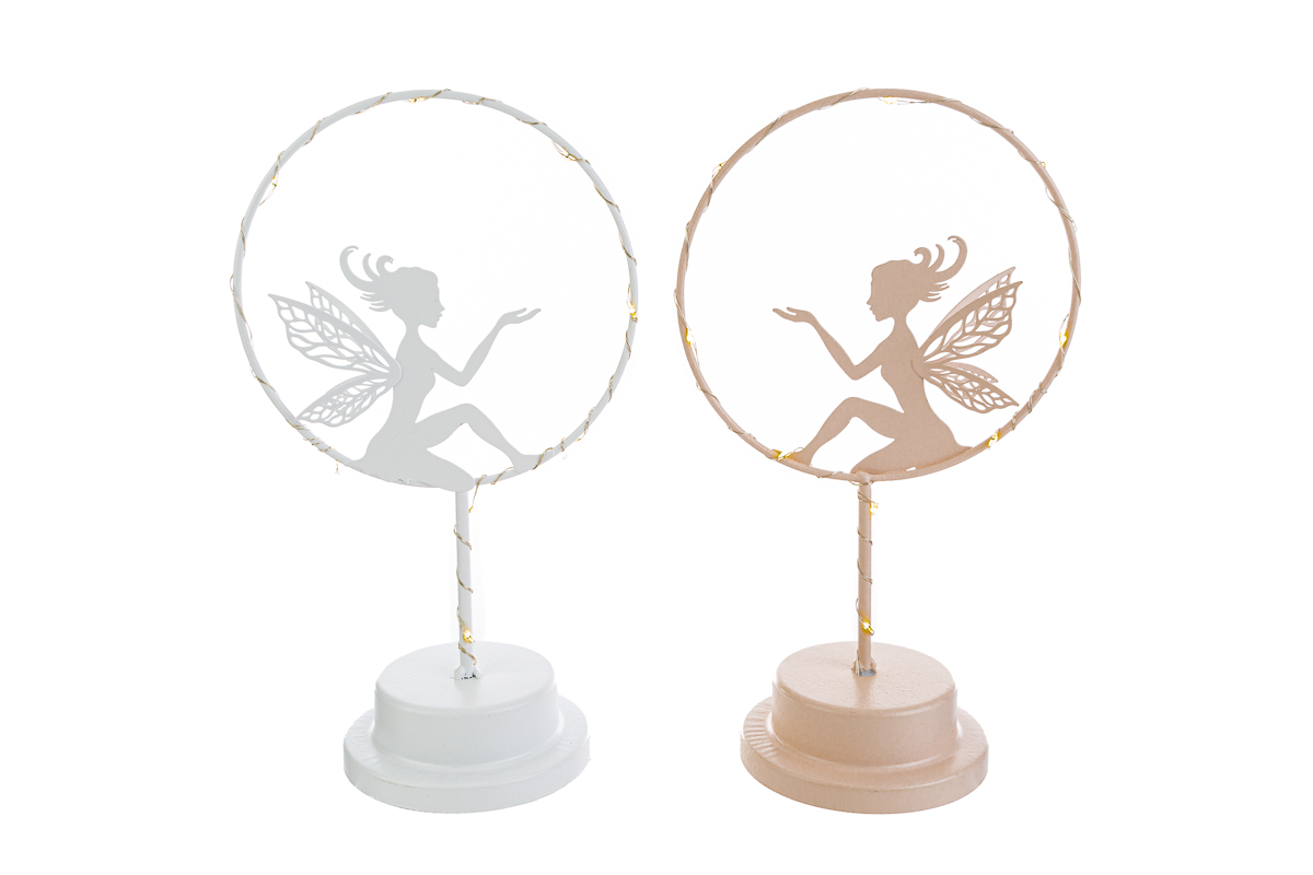 decorazione metallo fata led 2 ass.15x10xh.26,5 cm. Pz. 2 - immagine 2