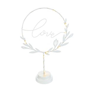 decorazione metallo led love bianco 26x10xh.38 cm.