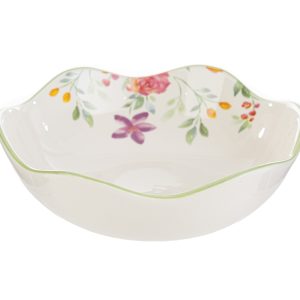 centro tavola porcellana dec. fiori d.21xh.7,5 cm.