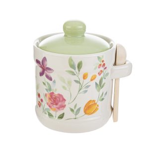 zuccheriera porcellana dec. fiorid.10,5x9xh.11,5 cm.