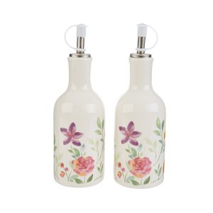 set olio e aceto porcellana dec. fiori d.6xh.15 cm.