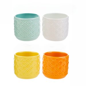 vasetto ceramica pz. 4 col.ass. d.8,5xh.7 cm.