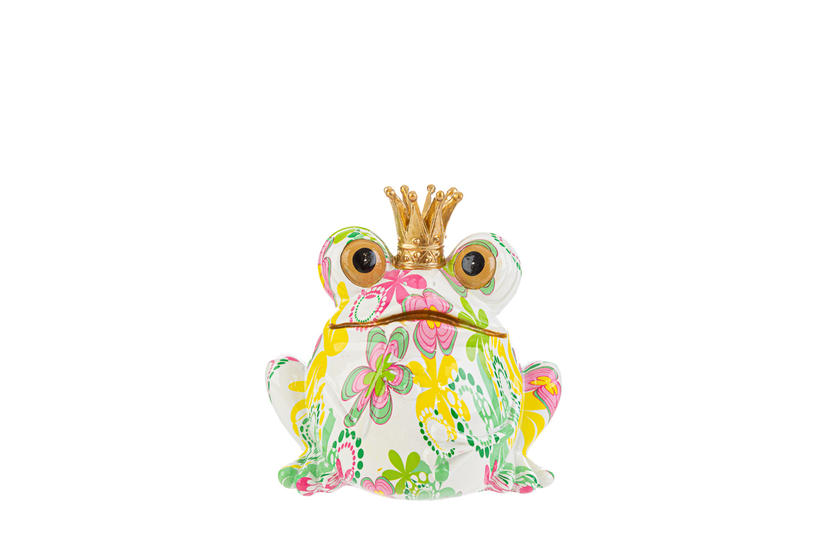 salvadanaio frog resina flowercolor 13,5×10,5×13,5 cm. c/shopper 13695