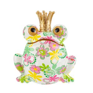 salvadanaio frog resina flowercolor 18×13,5×18 cm. c/shopper 13699