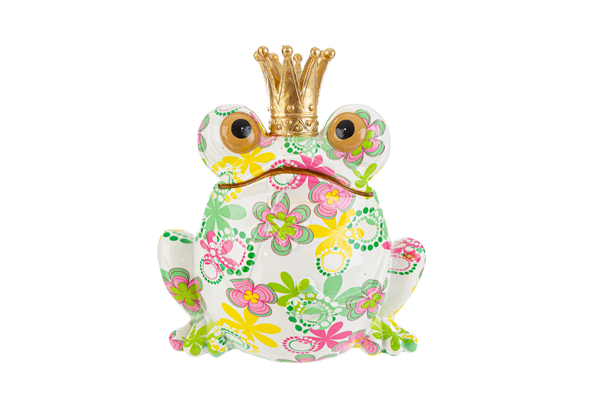 salvadanaio frog resina flowercolor 18×13,5×18 cm. c/shopper 13699