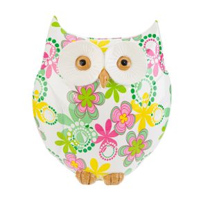 salvadanaio gufo resina flowercolor 14,5×9,5×16,5 cm. c/shopper 13696