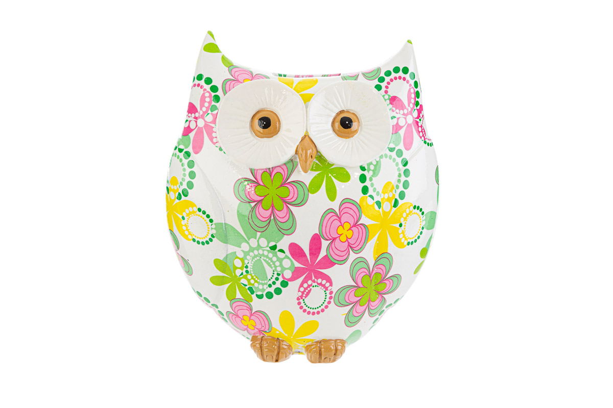 salvadanaio gufo resina flowercolor 14,5×9,5×16,5 cm. c/shopper 13696 - immagine 2