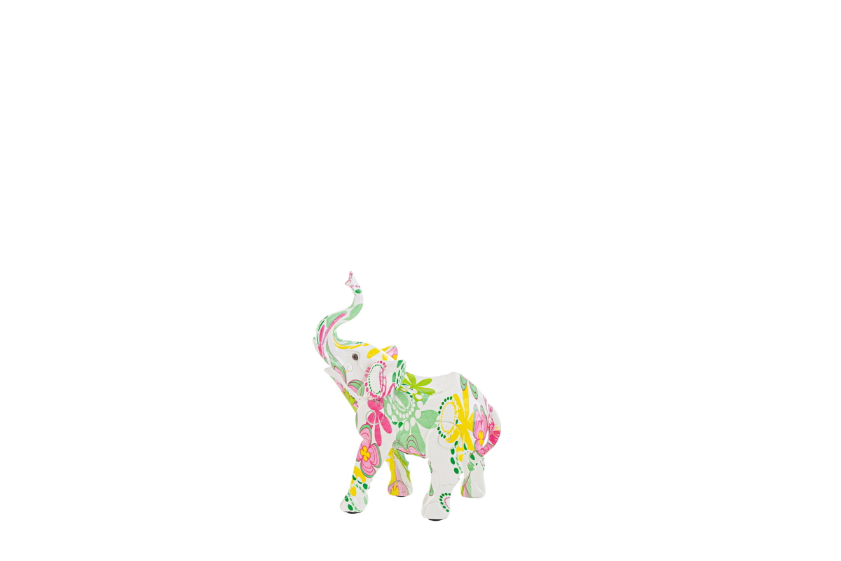 elefante resina flowercolor 14×5,5×18 cm. c/shopper 13893