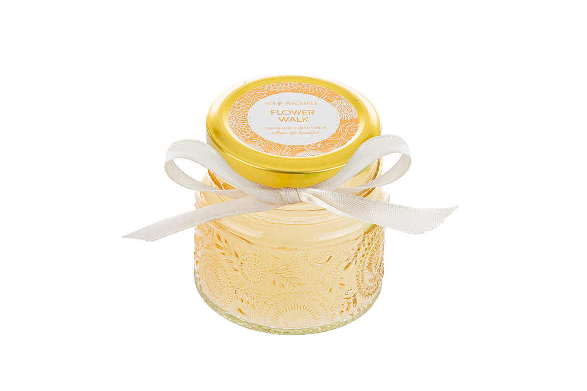 candela profumata col. ambra diam.6,5xh.6 cm pz. 6 con shopper 13692