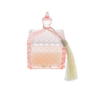 candela profumata col. rosa 9,5×9,5xh.14cm pz. 3 con shopper 13695