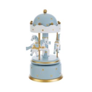 BOMBONIERA CARILLON LEGNO GIOSTRINA CELESTE 10,5Xh.21CM C/SHOPPER 156610