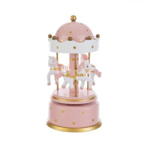 BOMBONIERA CARILLON LEGNO GIOSTRINA ROSA 10,5Xh.21CM C/SHOPPER 156609