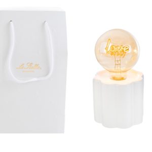 LAMPADA PORCELLANA LED LOVE COL.BIANCO 10xh.18CM C/SHOPPER 13893