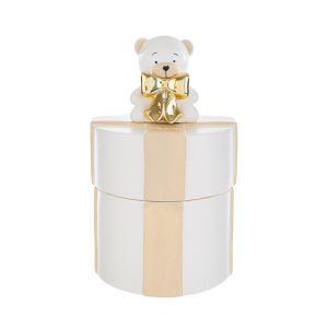 SCATOLA ORSETTO PORCELLANA 17x17xh.27CM BIANCO