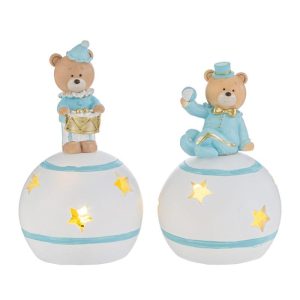 ORSETTO SU SFERA LED RESINA CELESTE 2 ASS. 6x6xh.10 CM. PZ. 4