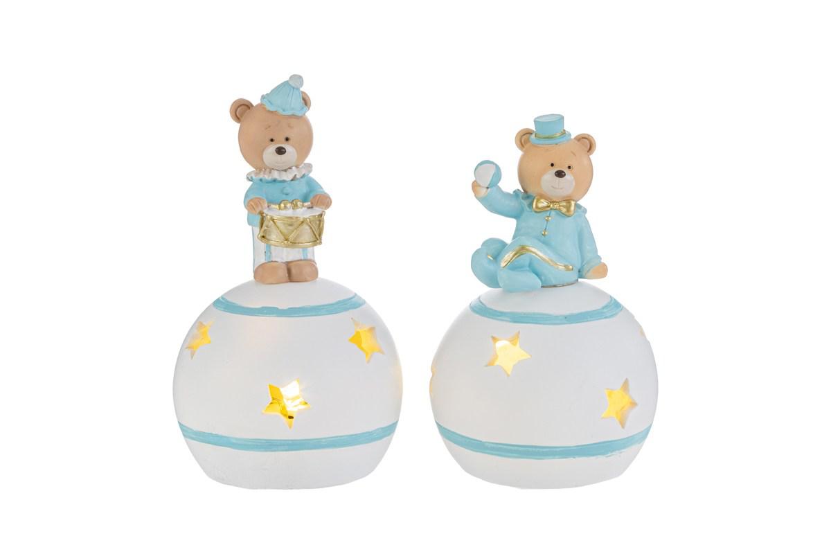 ORSETTO SU SFERA LED RESINA CELESTE 2 ASS. 6x6xh.10 CM. PZ. 4 - immagine 2