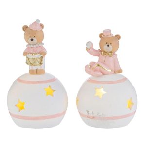 ORSETTO SU SFERA LED RESINA ROSA2 ASS. 6x6xh.10 CM. PZ. 4