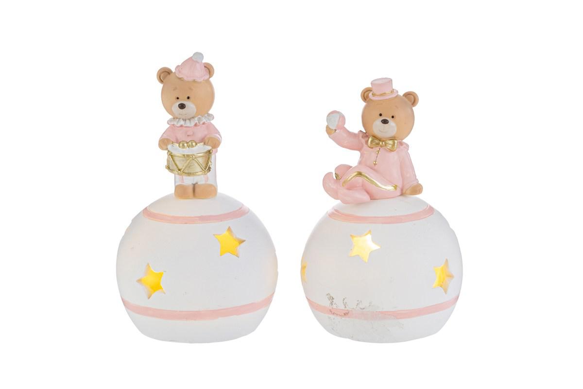 ORSETTO SU SFERA LED RESINA CELESTE 2 ASS. 6x6xh.10 CM. PZ. 4 - immagine 3