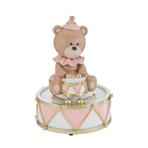 CARILLON ORSETTO RESINA ROSA 11x11xh.16,5 CM.