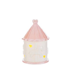 GIOSTRINA LED PORCELLANA ROSA 8x8xh.12CM C/ASTUCCIO PZ. 2