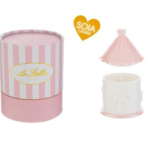 CANDELA SOIA GIOSTRINA PORCELLANA ROSA 8x8xh.12CM C/ASTUCCIO PZ. 2