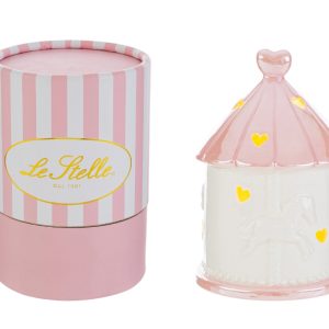 GIOSTRINA LED PORCELLANA ROSA 10x10xh.14CM C/ASTUCCIO