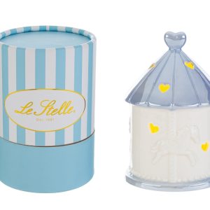 GIOSTRINA LED PORCELLANA CELESTE10x10xh.14CM C/ASTUCCIO