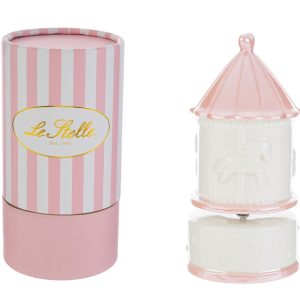 CARILLON GIOSTRINA PORCELLANA ROSA 8x8xh.16,5CM C/ASTUCCIO