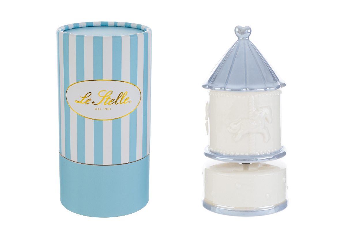 CARILLON GIOSTRINA PORCELLANA CELESTE 8x8xh.16,5CM C/ASTUCCIO