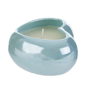 CANDELA SOIA CUORE PORCELLANA CELESTE 11x10xh.5,5CM C/SHOPPER 13693 PZ. 2