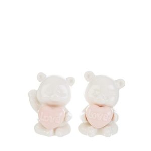 ORSETTO CUORE PORCELLANA ROSA 2 ASS.5,5×5,5xh.8 CM. PZ. 4