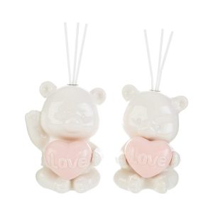 PROFUMATORE ORSETTO CUORE POR. ROSA 2ASS.9,5x9xh.13CM C/ASTUCCIO PZ. 2