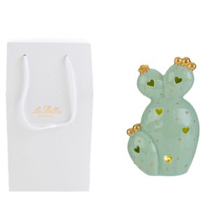 CACTUS LED PORCELLANA 9,5×5,5xh.15CM C/SHOPPER 13892 PZ. 2