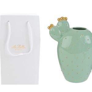 VASO CACTUS PORCELLANA 14x8xh.20CM C/SHOPPER 13893