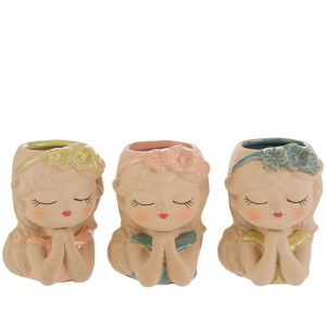 VASO CERAMICA GIRL 3 ASS. 6,5xh.9 CM C/SHOPPER 13693 PZ. 6