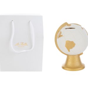 SALVADANAIO MAPPAMONDO PORCELLANA ORO 11x10xh.15 CM C/SHOPPER 13694